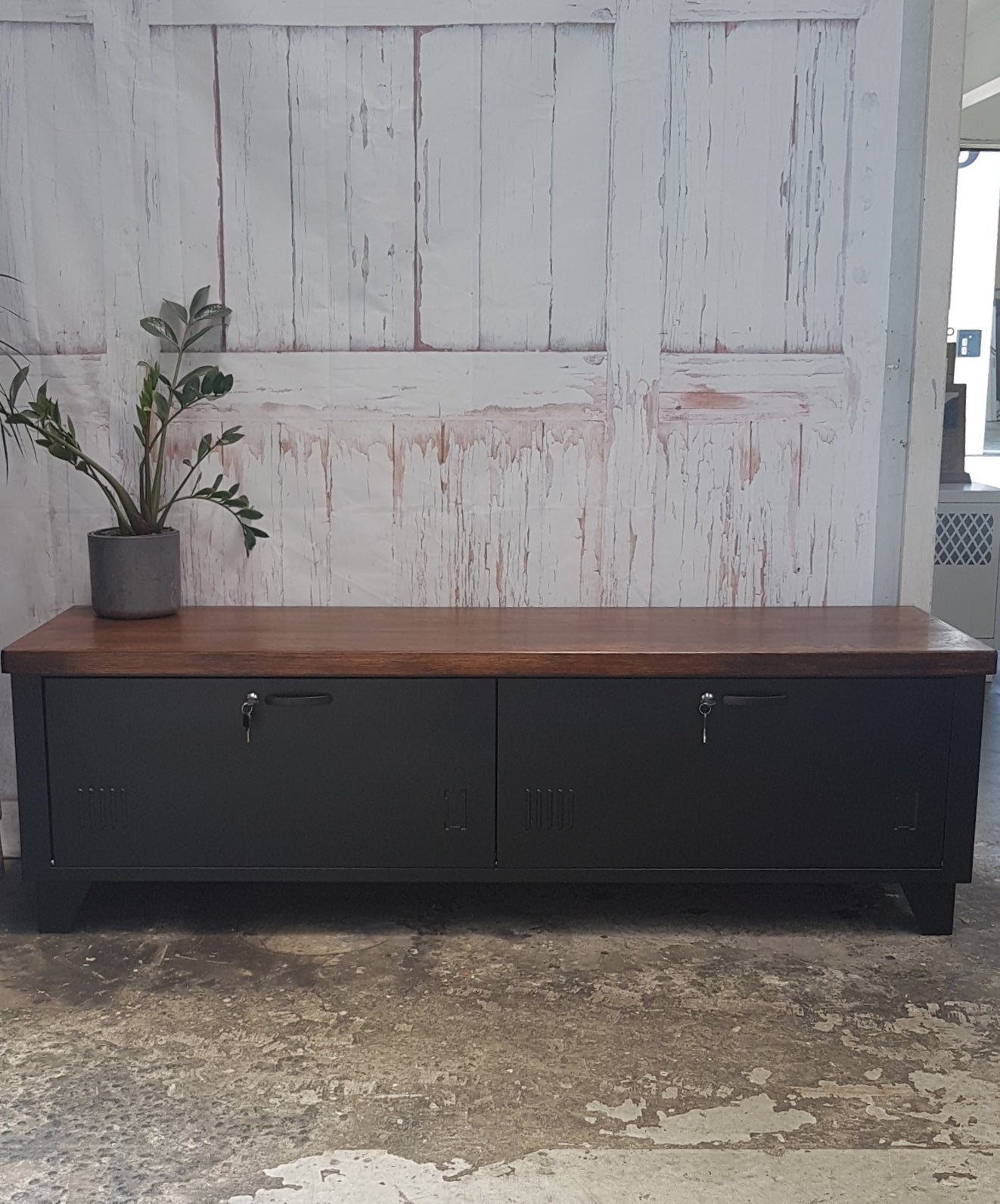 Long Black 2 Door TV console- Dark Oak