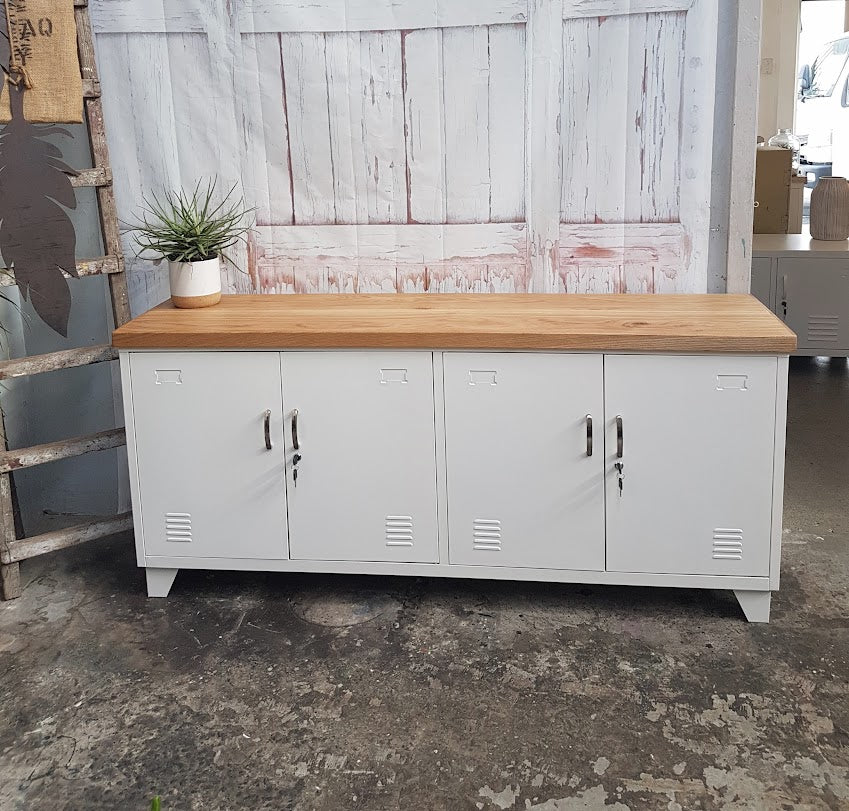 White Versatile Locker Oak top