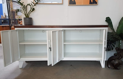 White Versatile Locker Dark Oak top