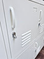 White 8 Door Sideboard Locker- Dark Oak top