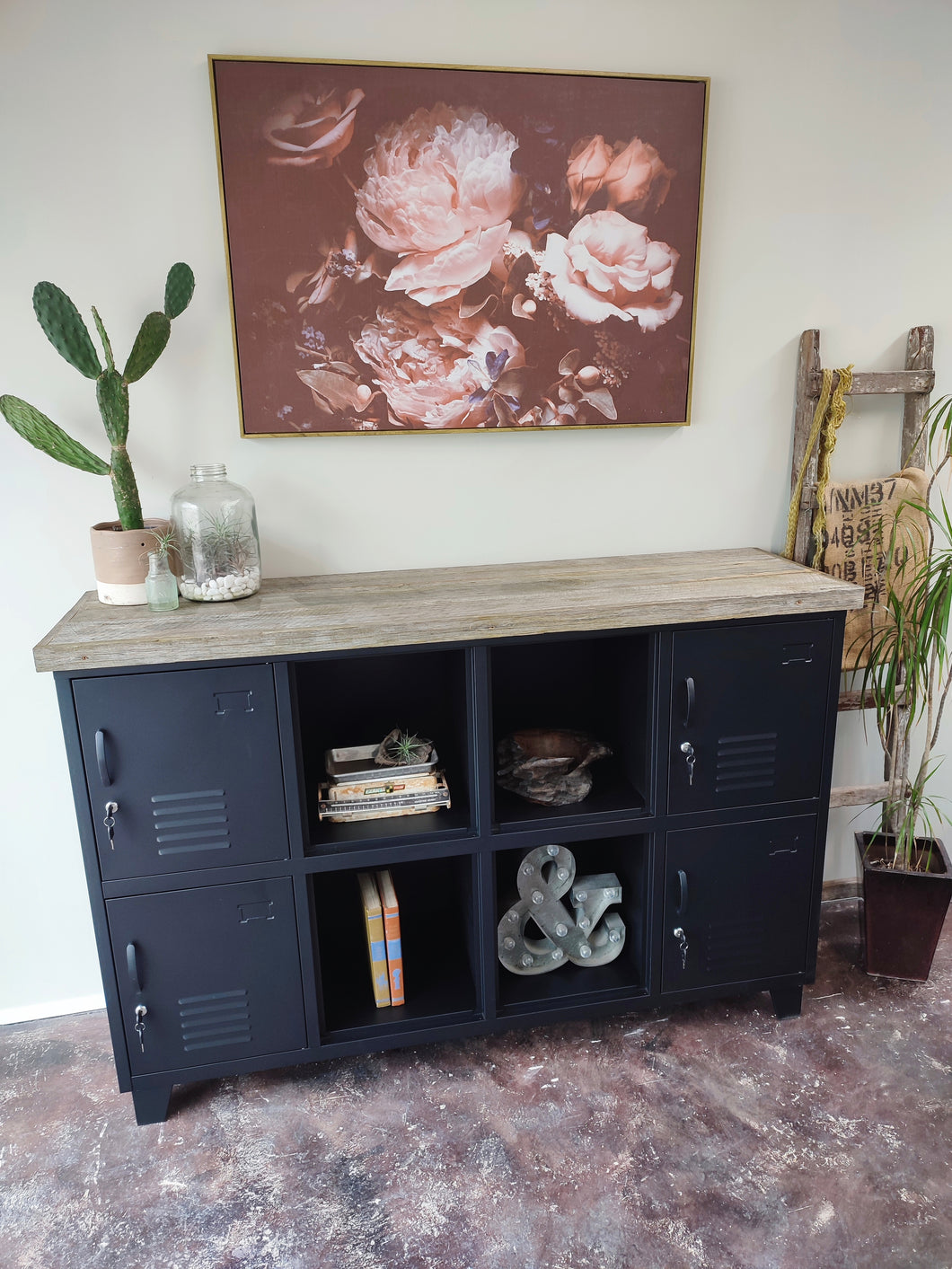 Seconds Black Sideboard Locker with Pallet top