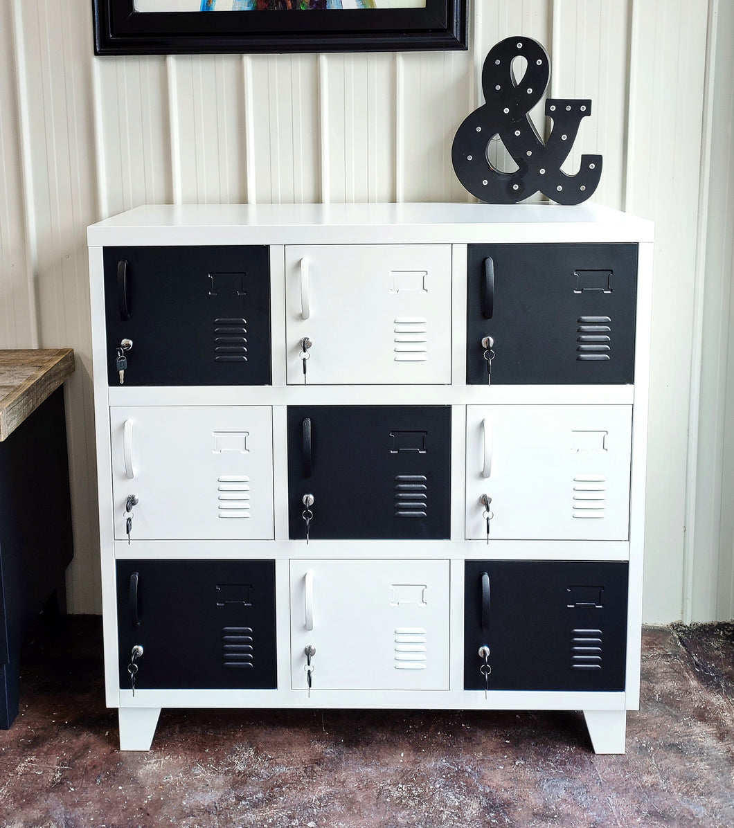 White & Black 9 Door Locker