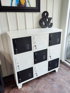 White & Black 9 Door Locker