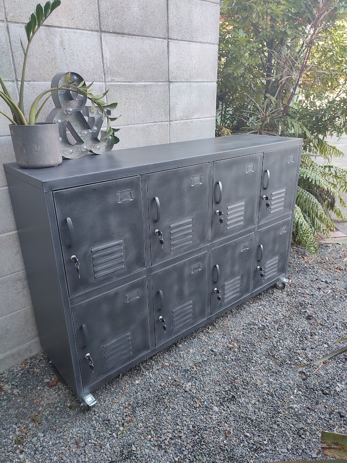 Rustic Matte Black 8 Door Sideboard Locker