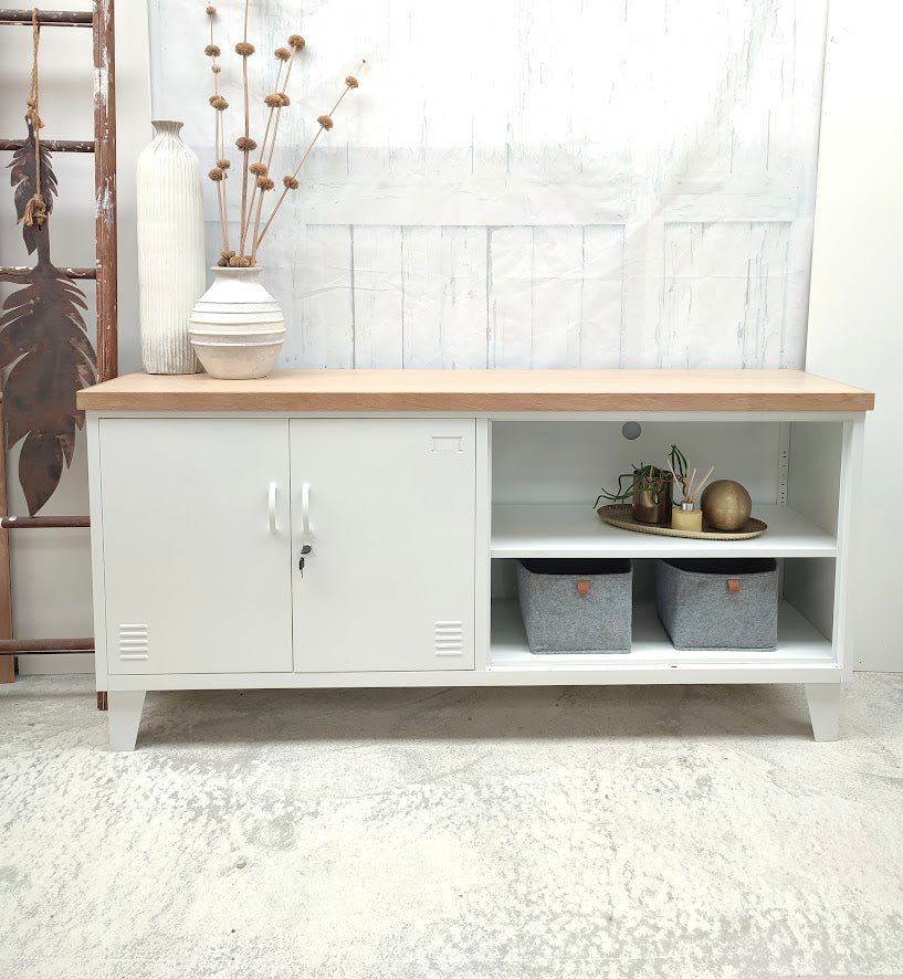 White Versatile Locker Oak top
