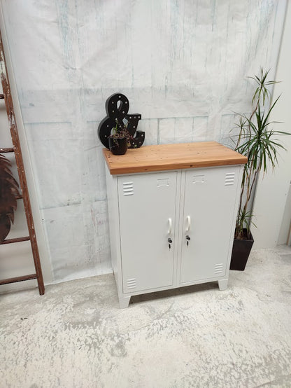 White Double Side Cabinet Rimu top