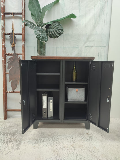 Black Double Side Cabinet-Dark Rimu