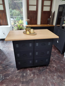 Black 6 Drawer with Island top