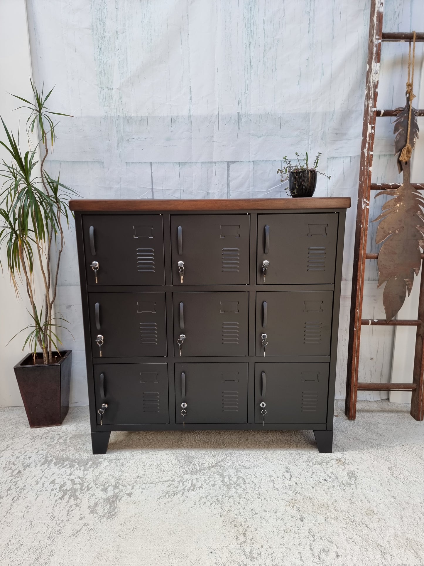 Black 9 Door Locker with Dark Rimu top