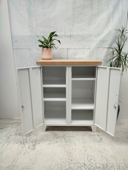 White Double Side Cabinet Oak top