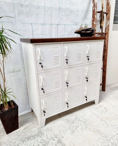 White 9 Door Locker Dark Rimu top