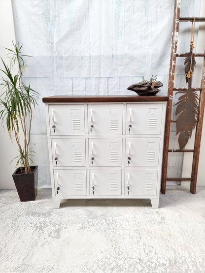 White 9 Door Locker Dark Rimu top