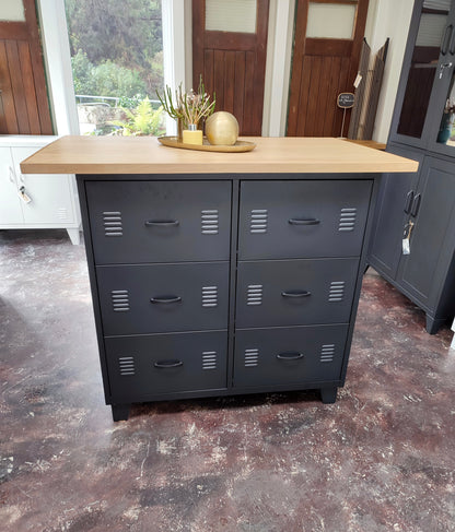 Black 6 Drawer with Island top