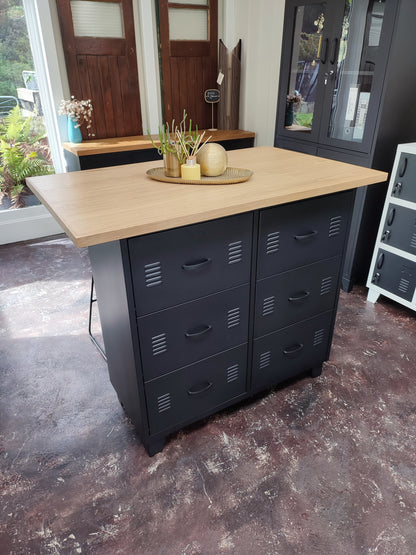 Black 6 Drawer with Island top