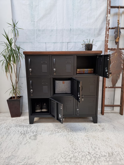 Black 9 Door Locker with Dark Rimu top