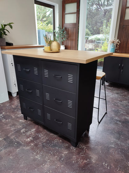 Black 6 Drawer with Island top