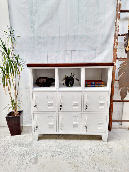 White 9 Door Locker Dark Rimu top