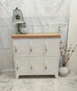 White 6 Door Locker with Oak top