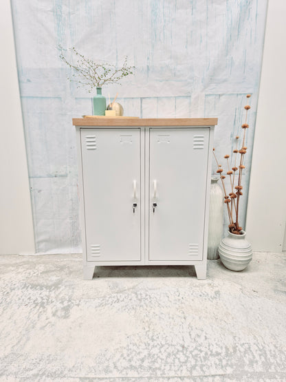 White Double Side Cabinet Oak top