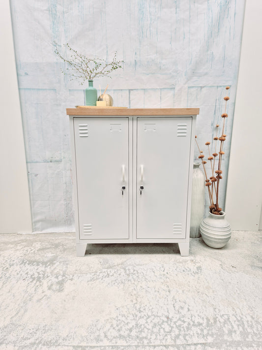 White Double Side Cabinet Oak top