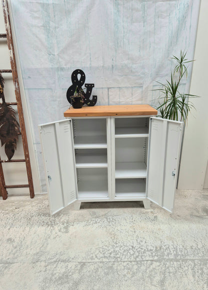 White Double Side Cabinet Rimu top