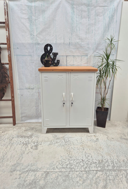 White Double Side Cabinet Rimu top