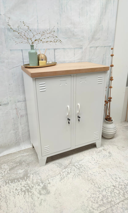 White Double Side Cabinet Oak top