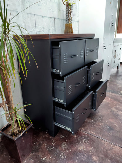 Black 6 Drawer - Dark Rimu top
