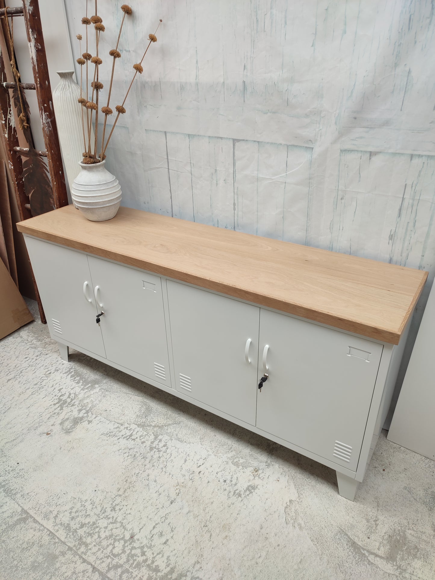 White Versatile Locker Oak top