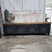 Rustic Matte Black Entertainment console with Rustic top