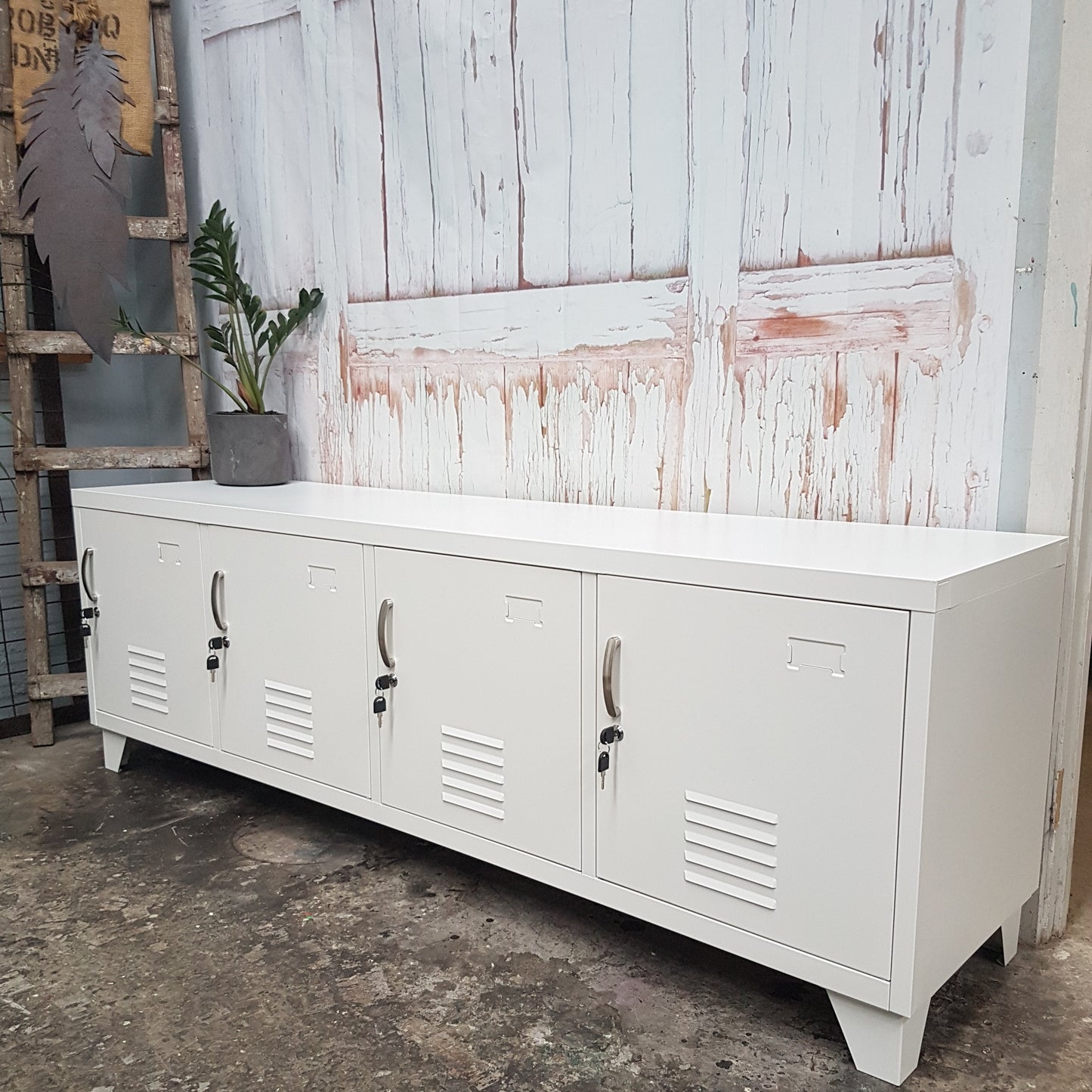 White 4 Door Entertainment console