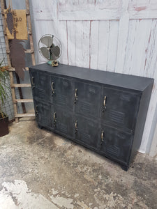 Rustic Matte Black 8 Door Sideboard Locker