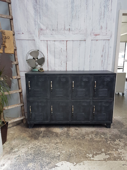 Rustic Matte Black 8 Door Sideboard Locker