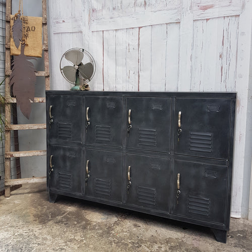 Rustic Matte Black 8 Door Sideboard Locker