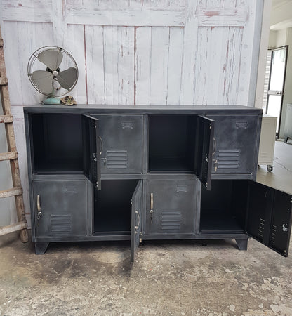 Rustic Matte Black 8 Door Sideboard Locker