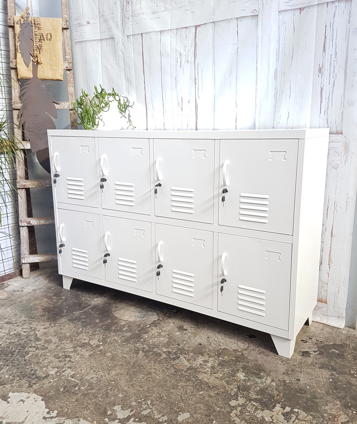 White 8 Door Sideboard Locker