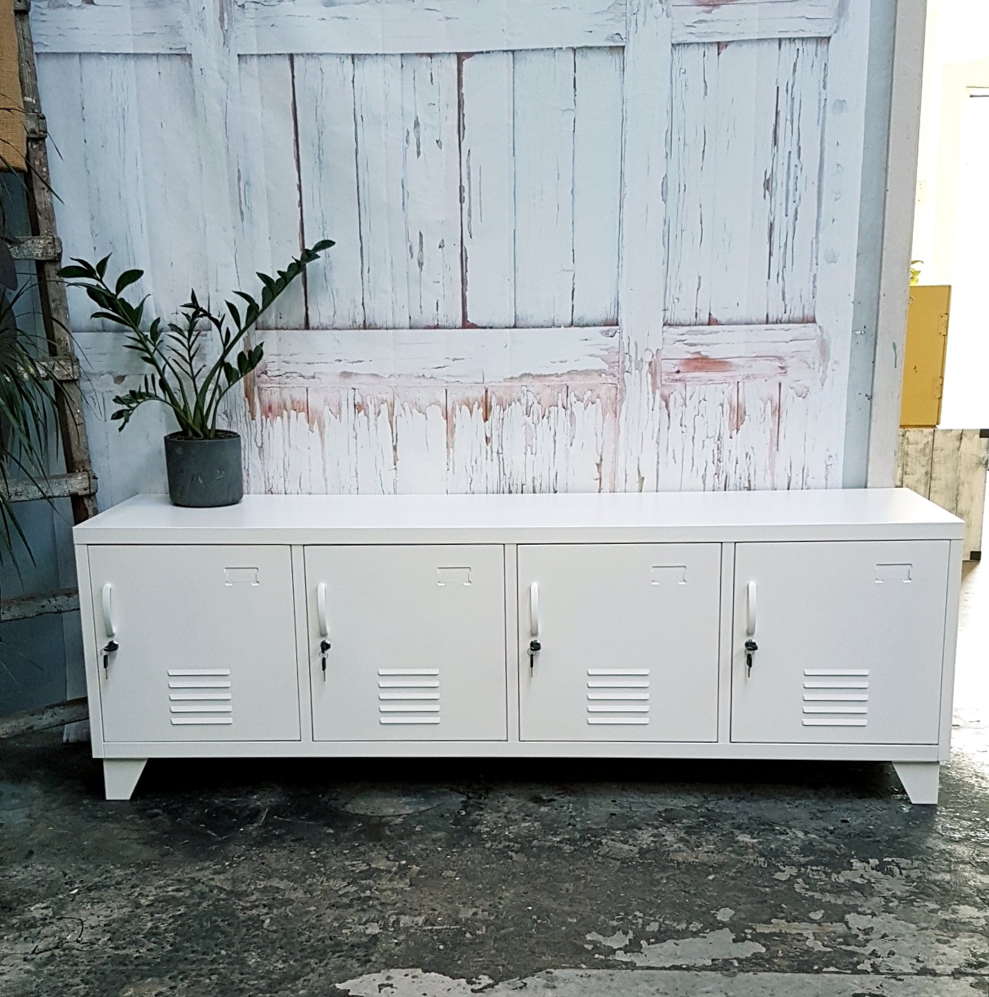 White 4 Door Entertainment console