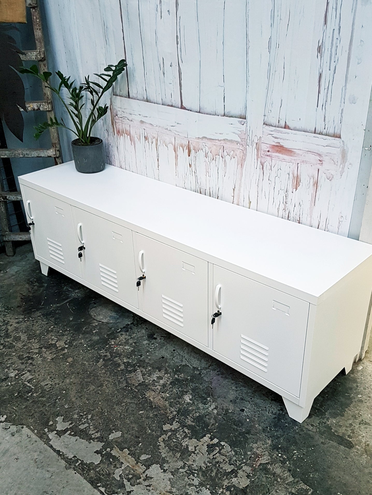 White 4 Door Entertainment console