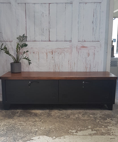 Long Black 2 Door TV console- Dark Oak