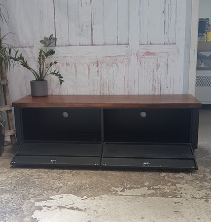 Long Black 2 Door TV console- Dark Oak