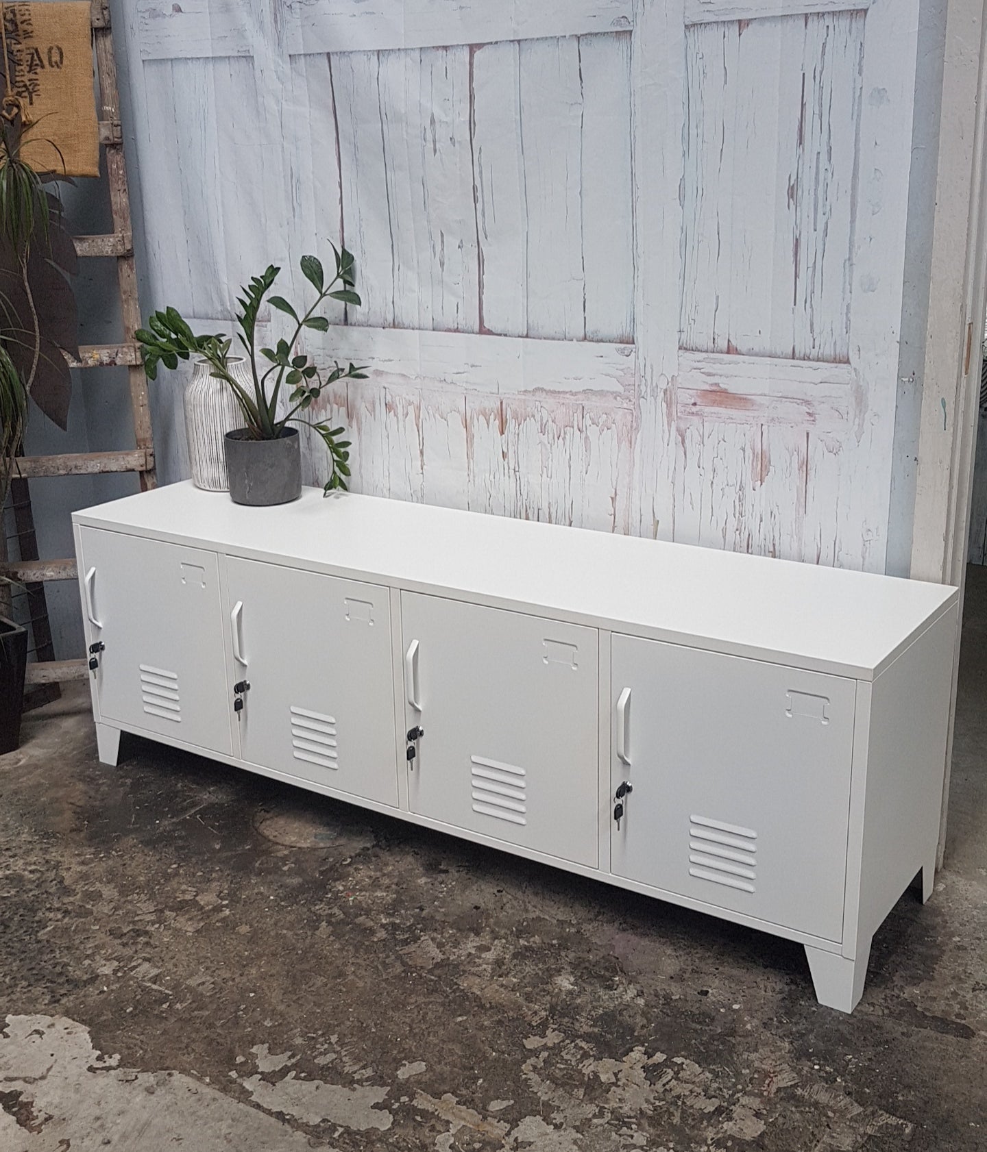 White 4 Door Entertainment console