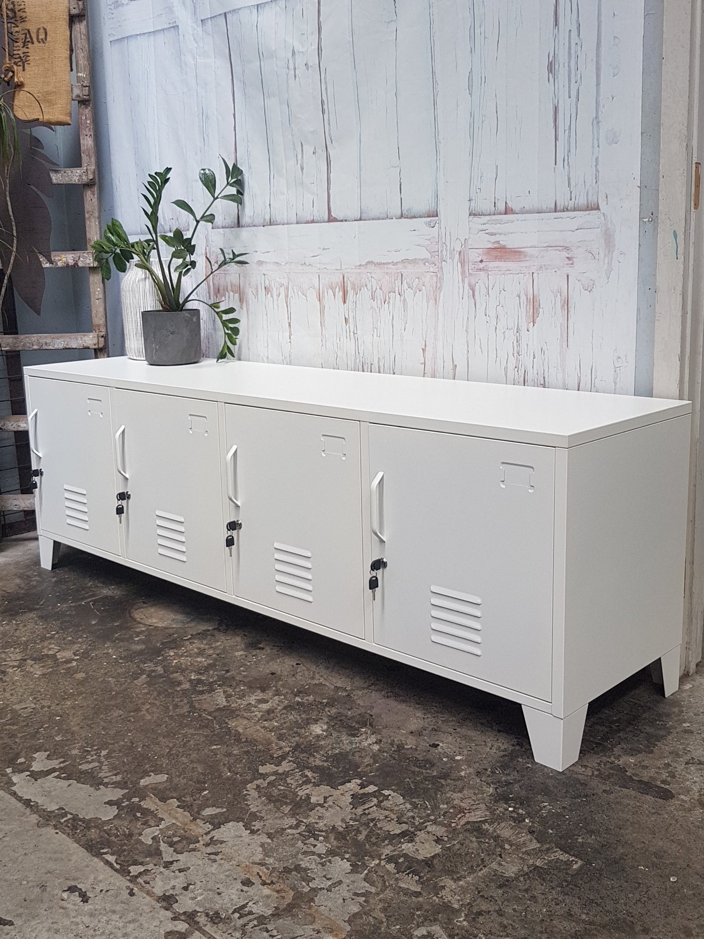 White 4 Door Entertainment console
