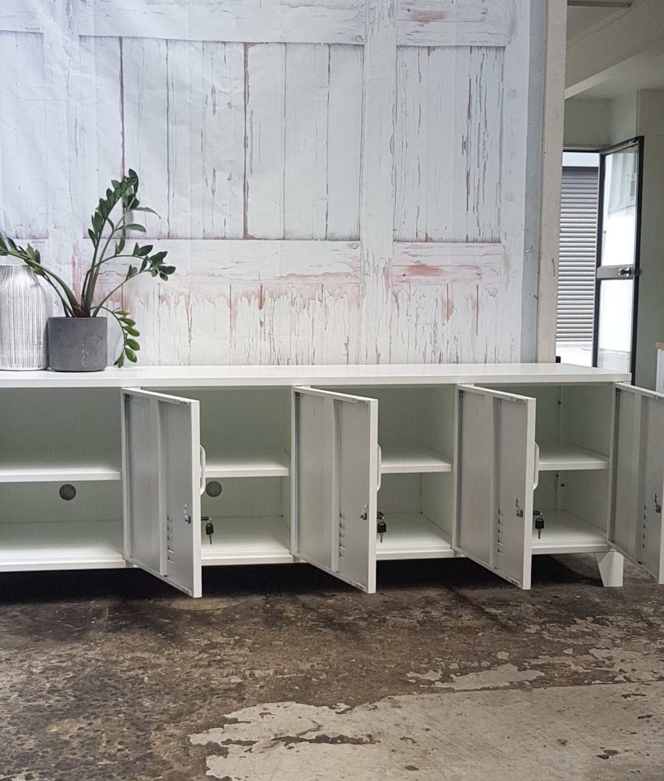 White 4 Door Entertainment console
